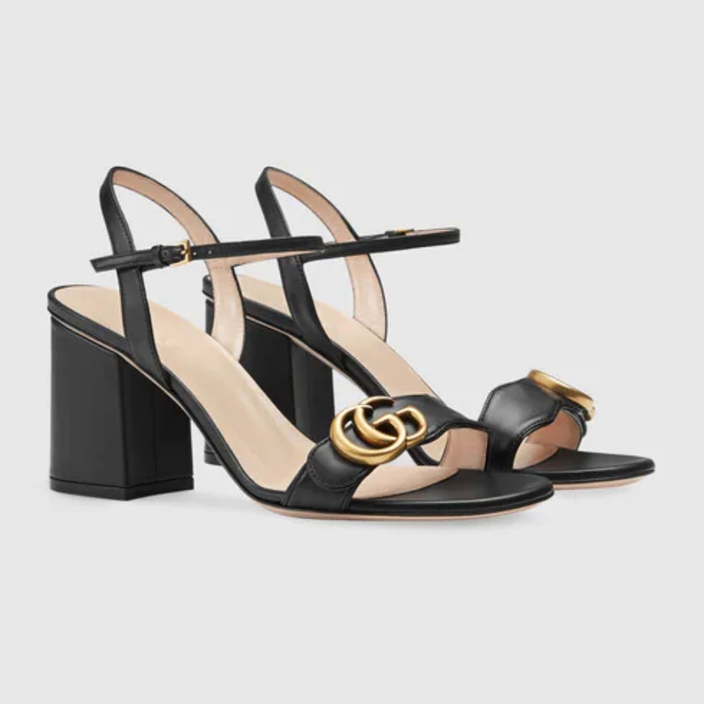 GUCCI LEATHER MID-HEEL SANDAL - Picture 2 of 8